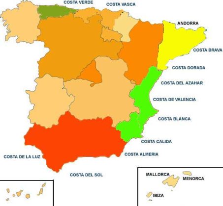 Costas De Espana Mapa 453x420 
